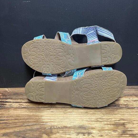 L'Artiste by Spring Step Women' Leather Vella Comfort Wedge Sandals Blue Size 41 - Picture 5 of 7